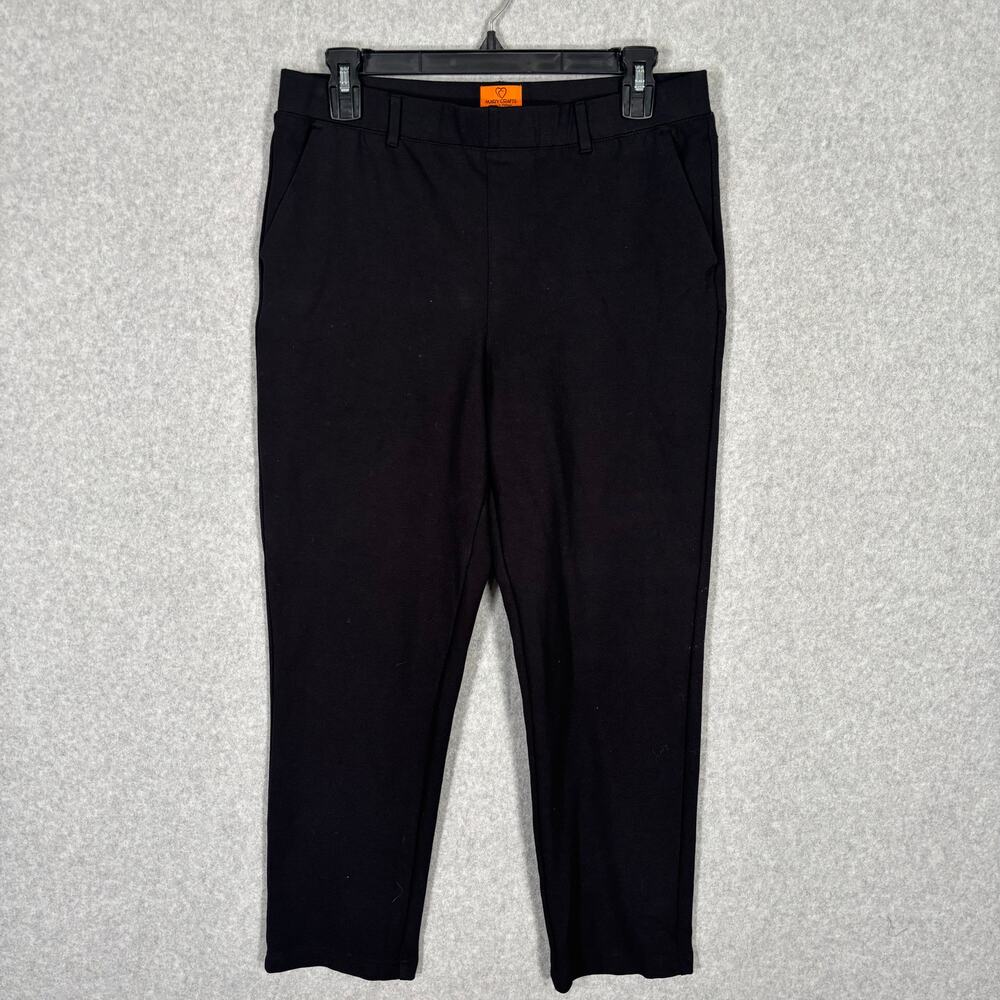 Mary Crafts Pants 12 Black Pull On Ponte Elastic Waist Crop Ankle‎ Career Office